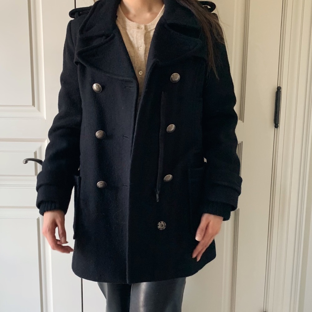Black Aritzia Double Breasted Pea Coat